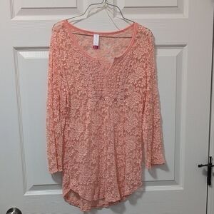 No Boundaries Pink Embellished 3/4 Sleeve Blouse